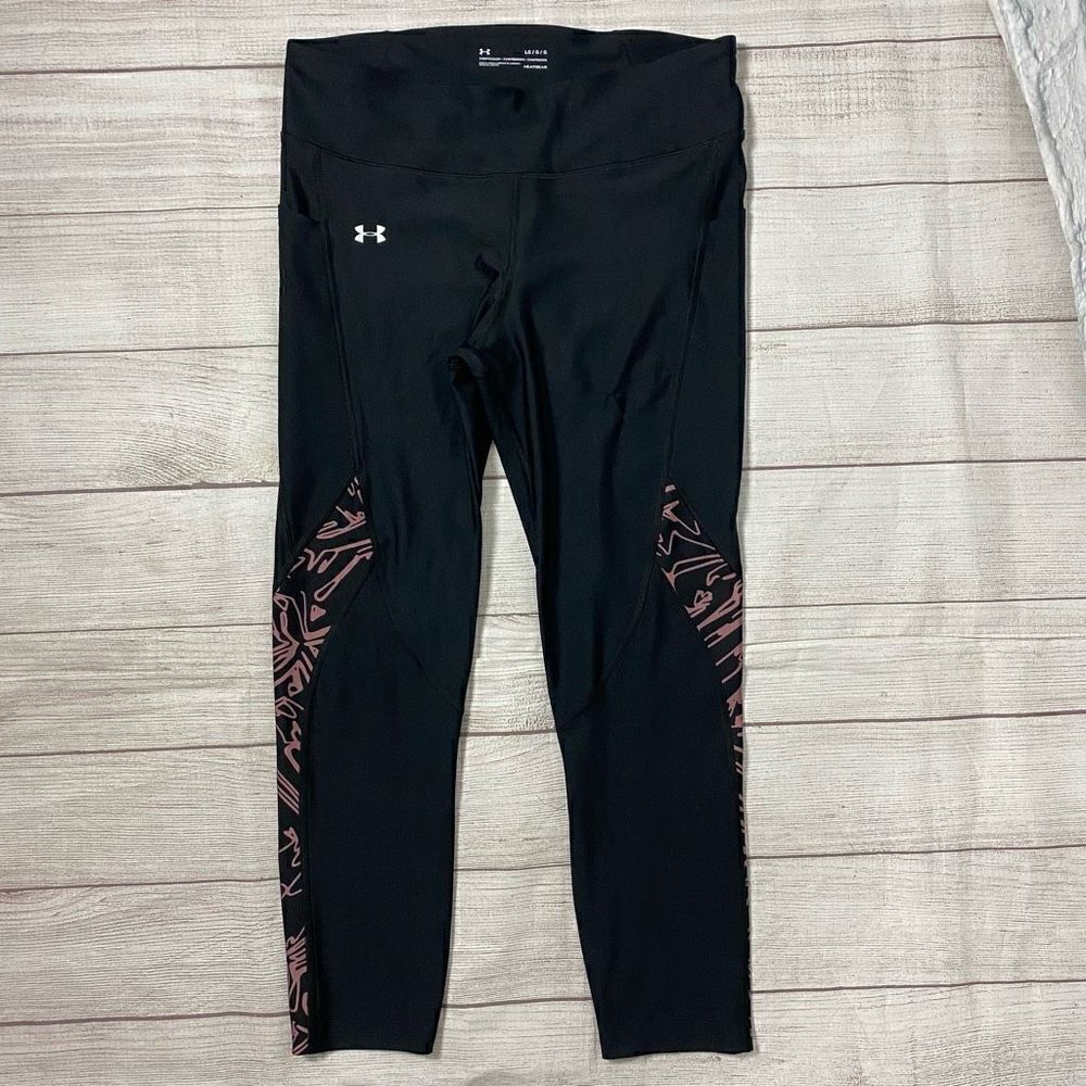 Under Armour women L heatgear pull on compression, capri leggings black